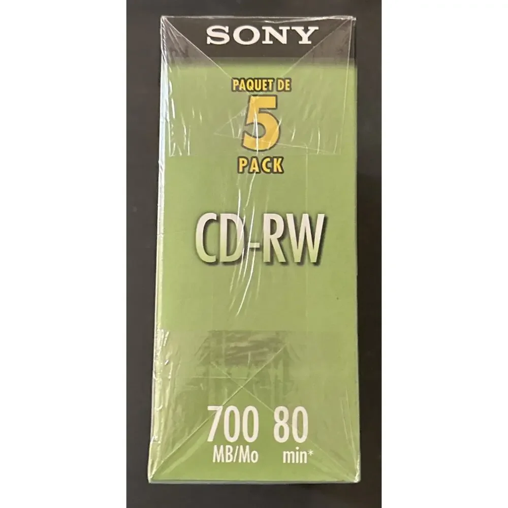 Sony CD-RW 5-Pack Blank Discs 700MB 80Min Rewritable 5CDRW700L, New & Sealed